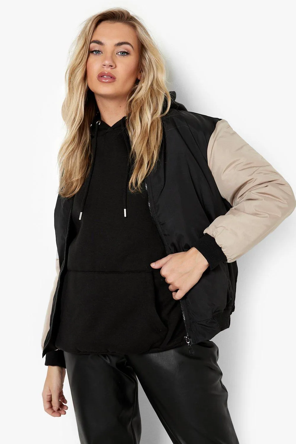 Contrast Sleeve Bomber Jacket