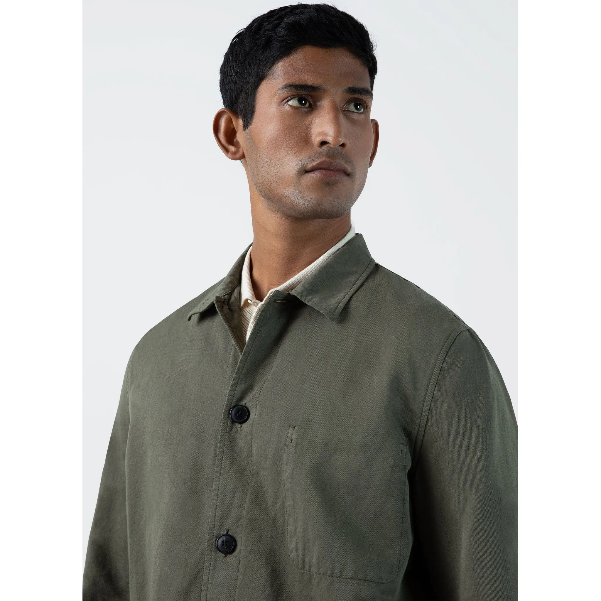 Cotton Linen Twin Pocket Jacket | Men | Khaki