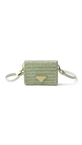 Crochet Card Holder with Shoulder Strap - Aqua