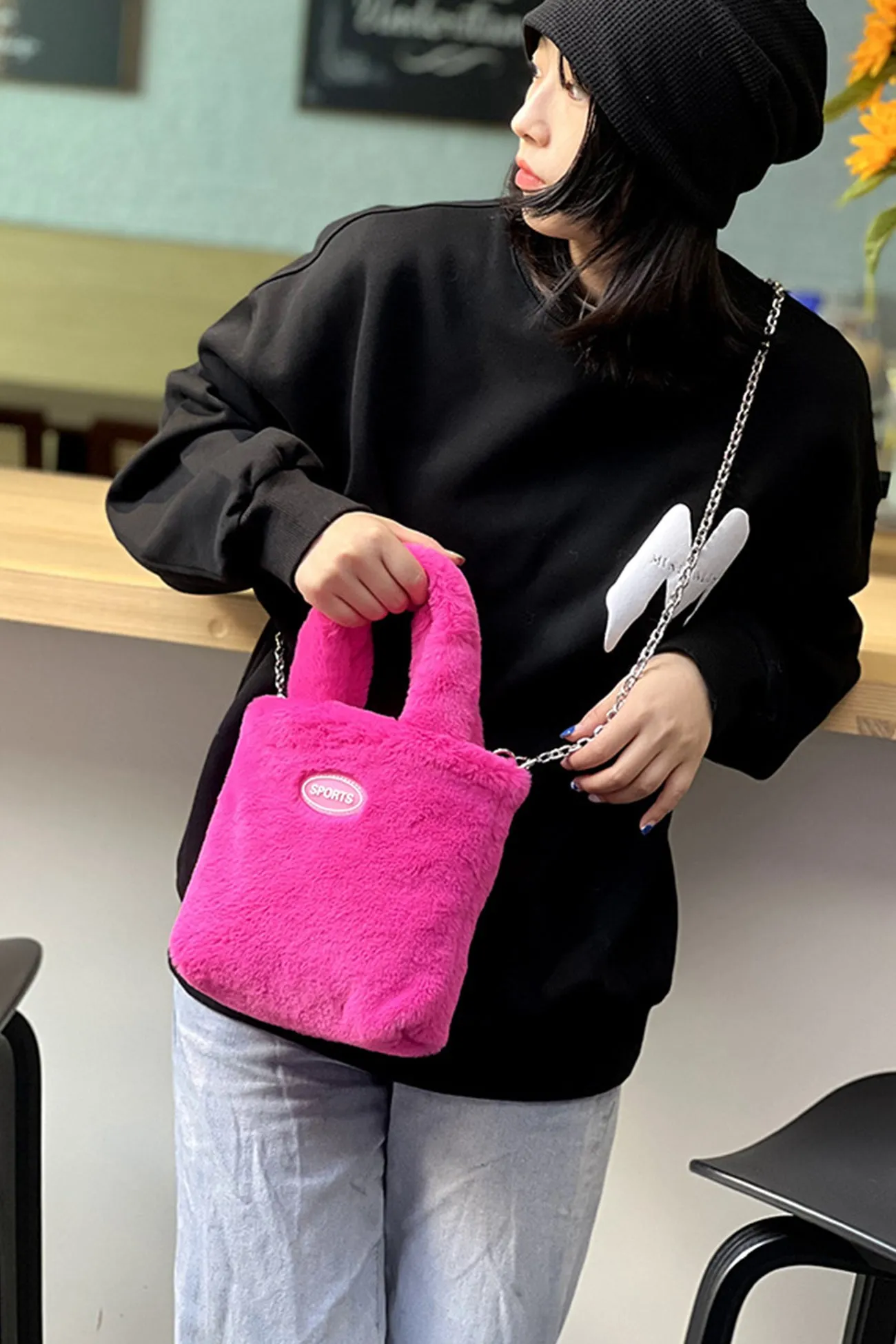 Cute Plush Bucket Handbag