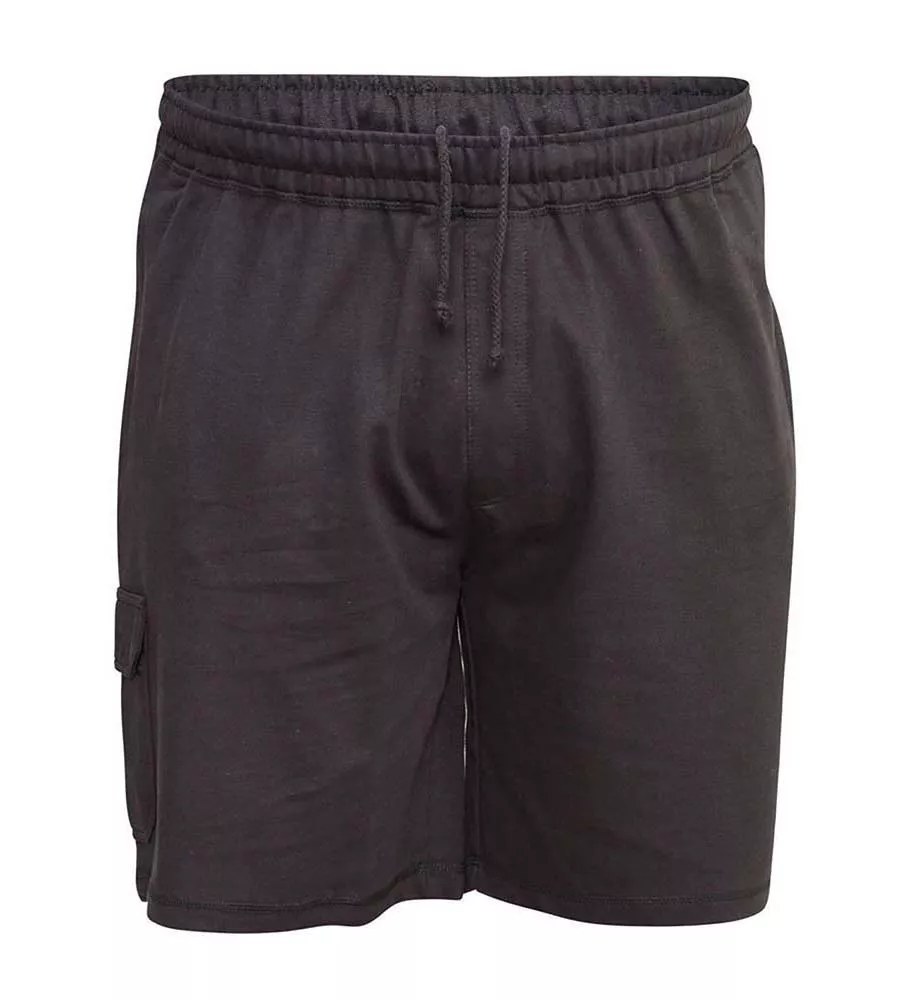 D555 Big Mens Black Lightweight Fleece Cotton Cargo Shorts (JOHN BLACK)