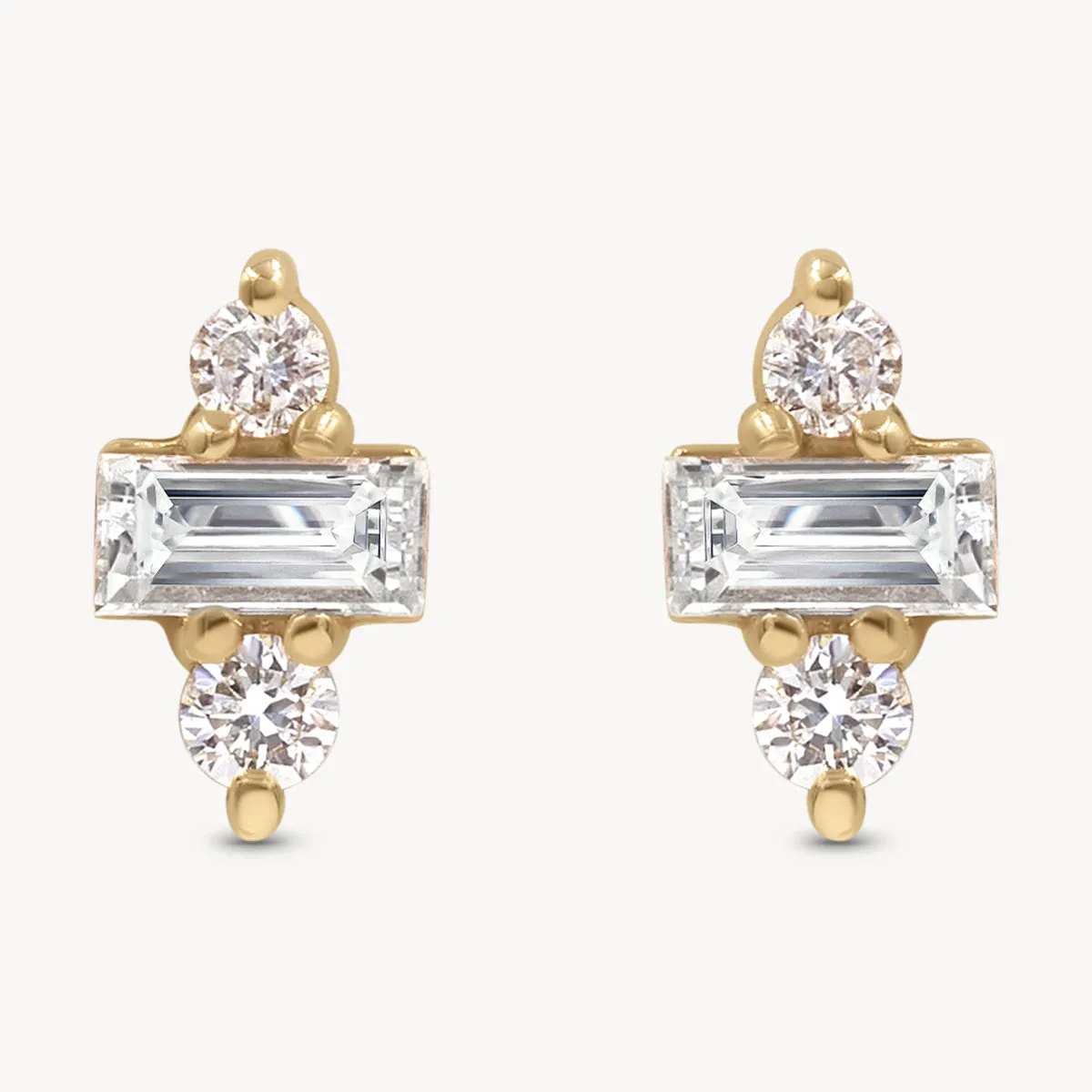 Dainty Baguette Studs