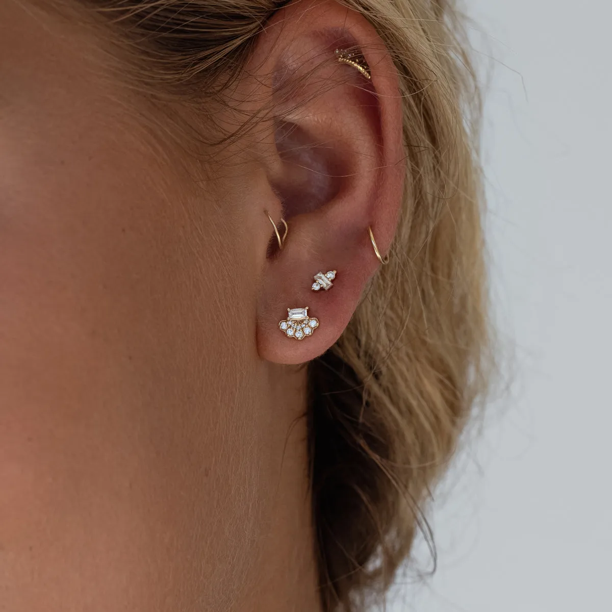 Dainty Baguette Studs