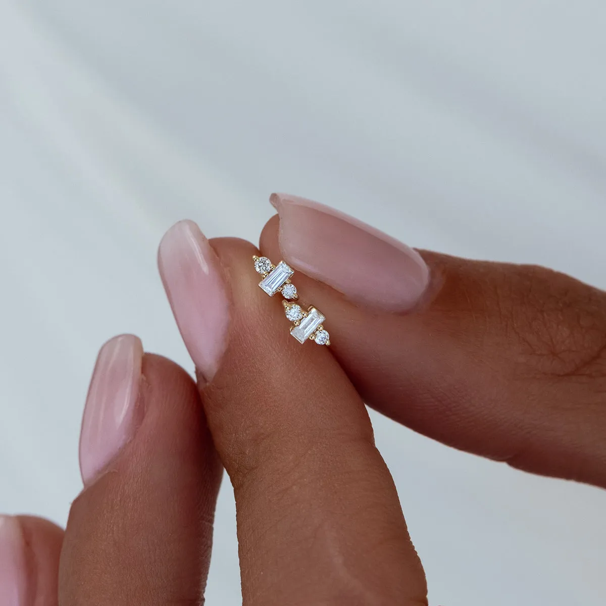 Dainty Baguette Studs