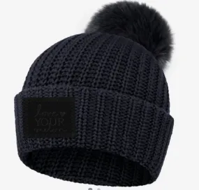 Dark Charcoal Pom Beanie