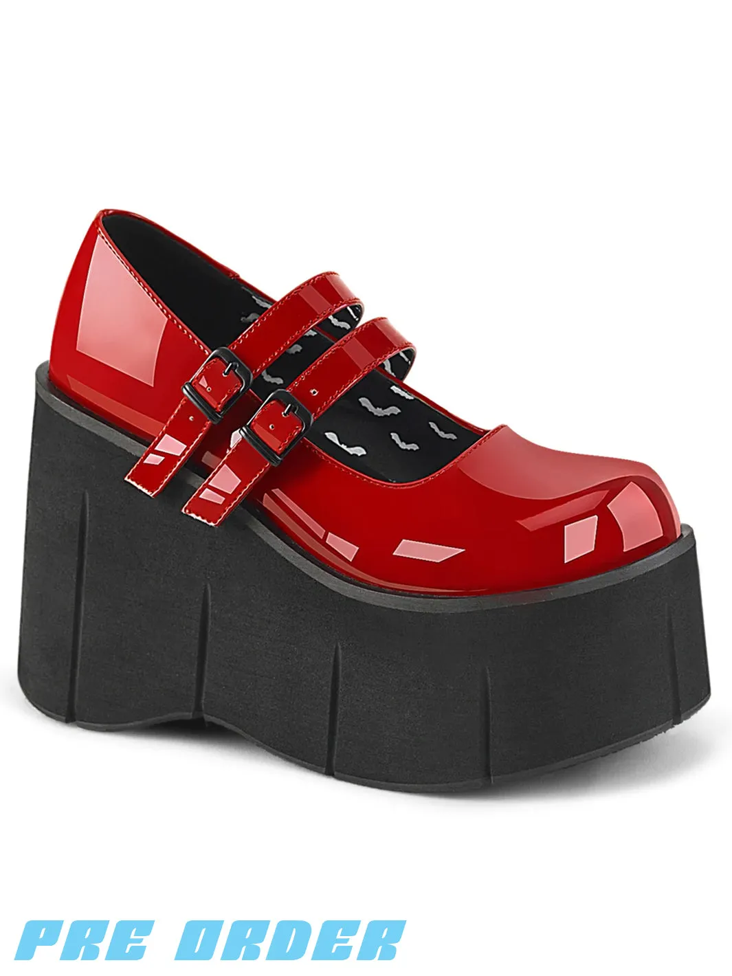 DEMONIA KERA-08 PLATFORM MARYJANES - RED PATENT  PRE ORDER 