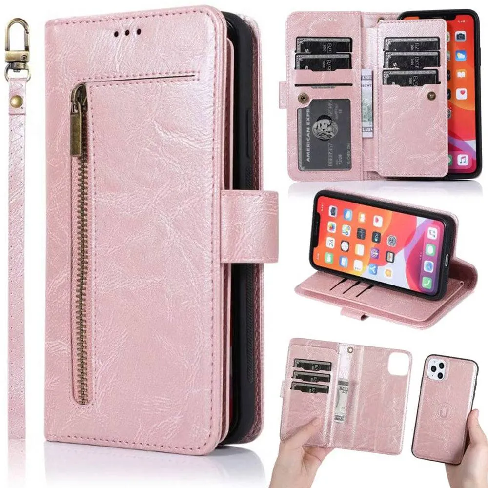 Detachable Flip Folio Zipper Purse Phone Case for iPhone 11 Series