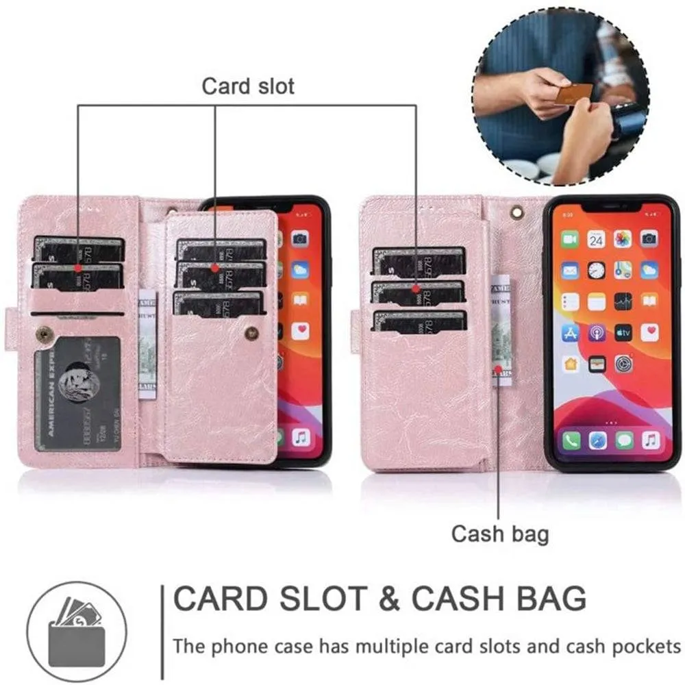 Detachable Flip Folio Zipper Purse Phone Case for iPhone 11 Series