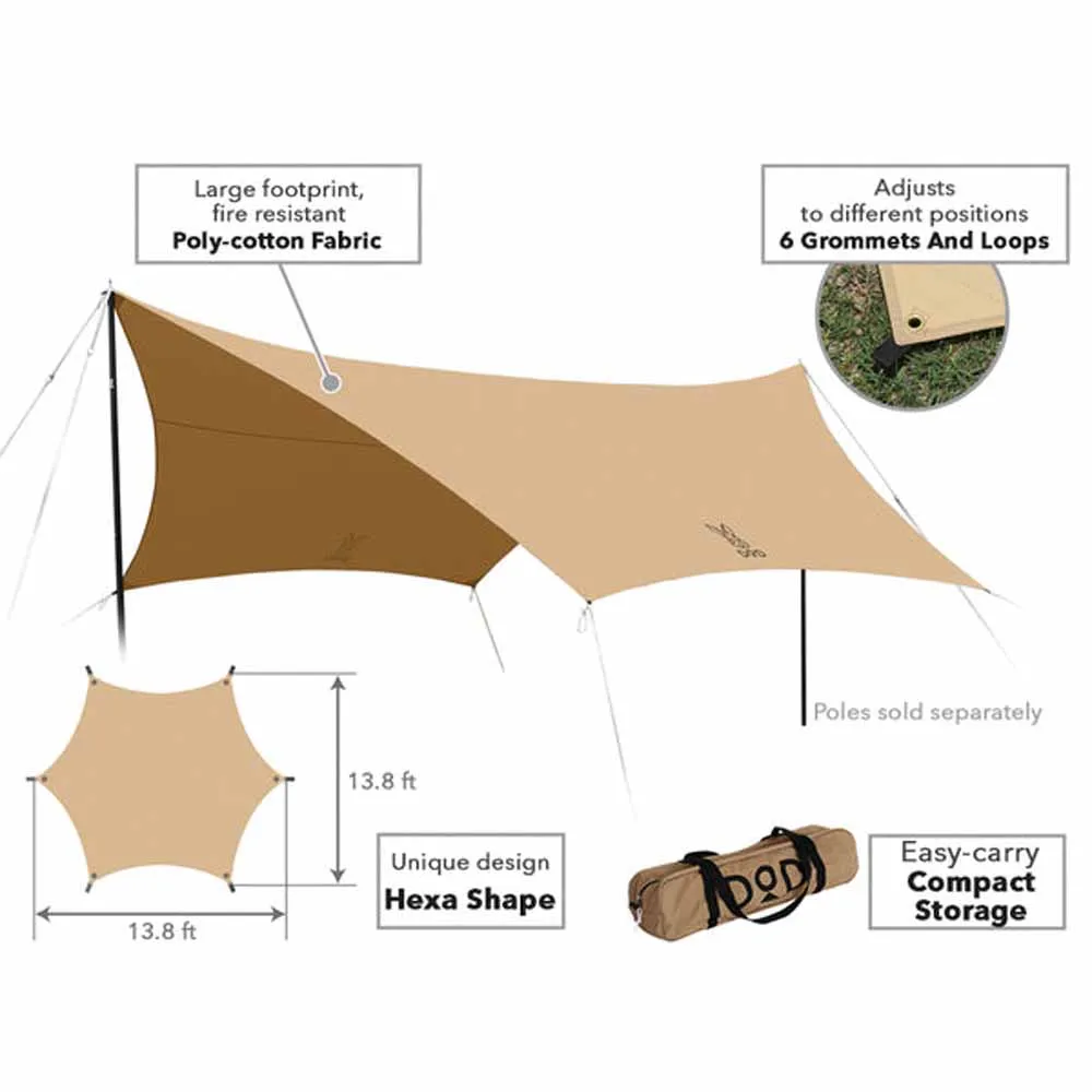 DOD Outdoors Hexa Tarp without Poles - Tan