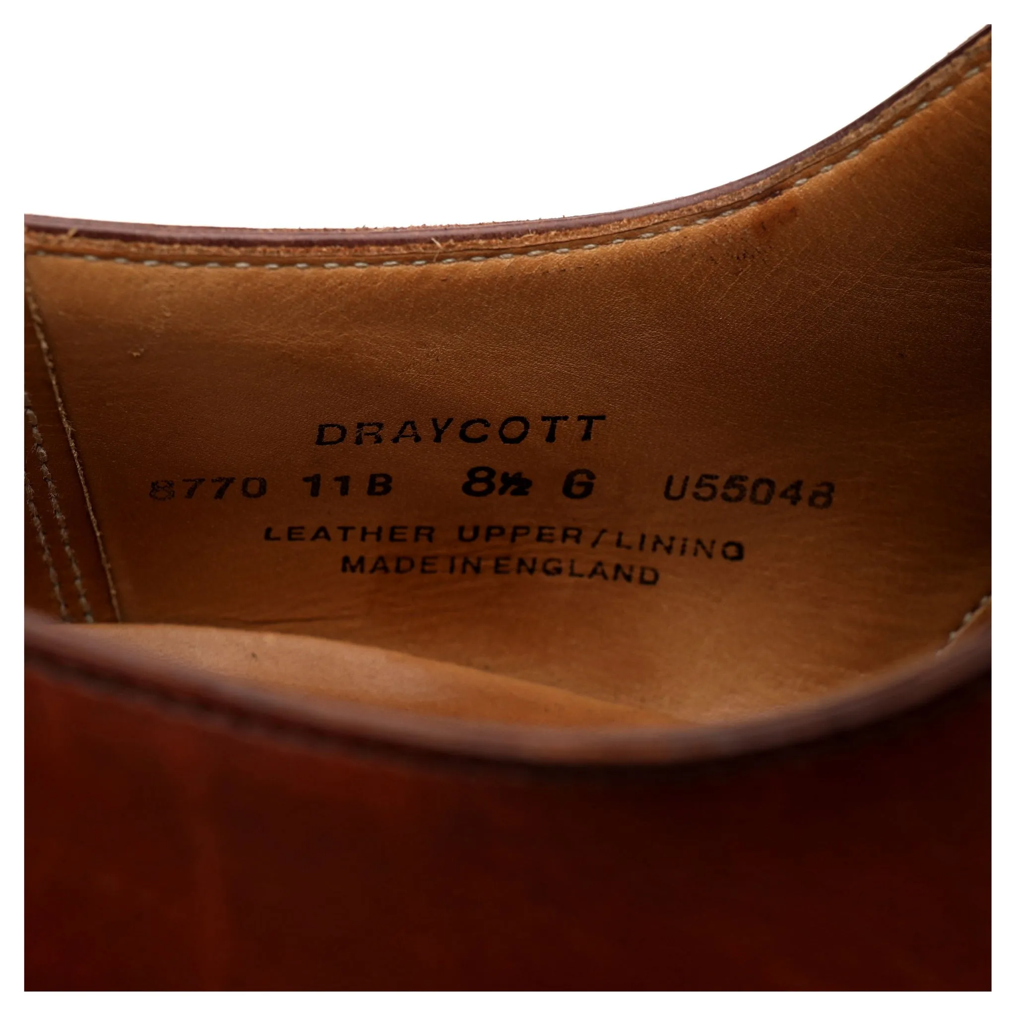 'Draycott' Tan Brown Leather Cap Toe Derby UK 8.5 G