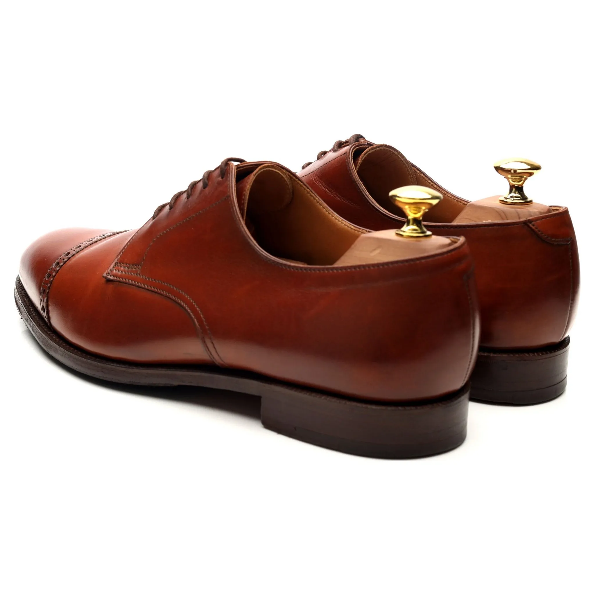 'Draycott' Tan Brown Leather Cap Toe Derby UK 8.5 G