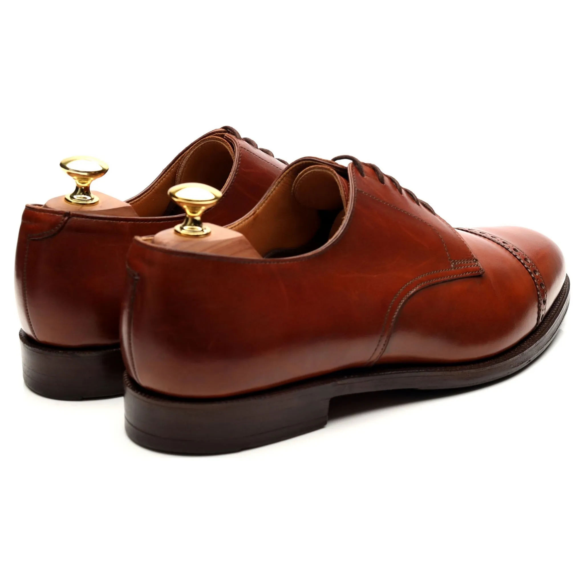 'Draycott' Tan Brown Leather Cap Toe Derby UK 8.5 G