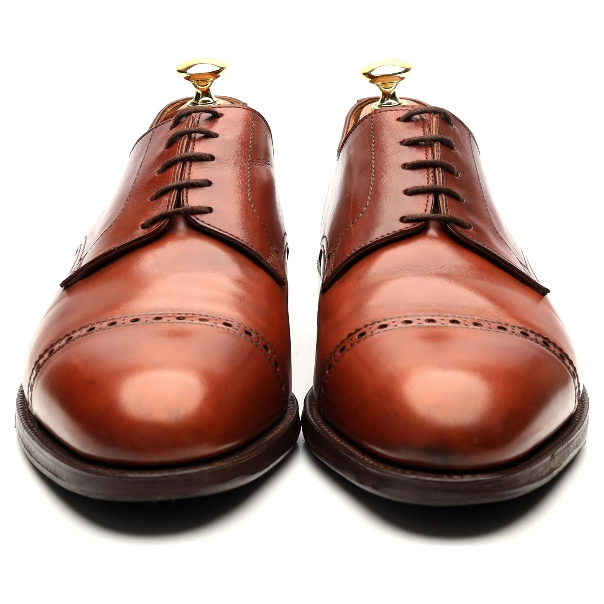 'Draycott' Tan Brown Leather Cap Toe Derby UK 8.5 G