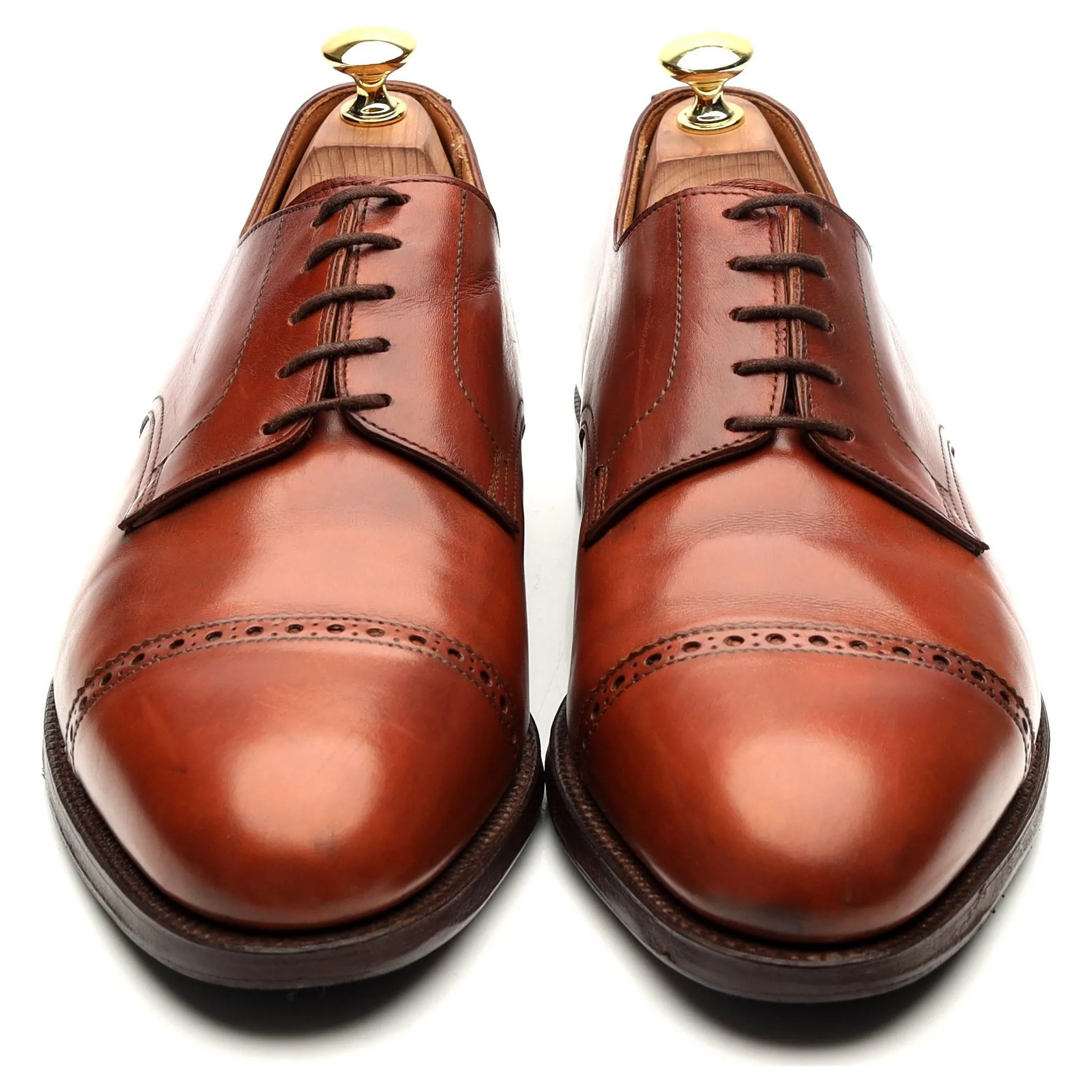 'Draycott' Tan Brown Leather Cap Toe Derby UK 8.5 G