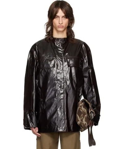 Dries Van Noten Brown Stand Collar Jacket