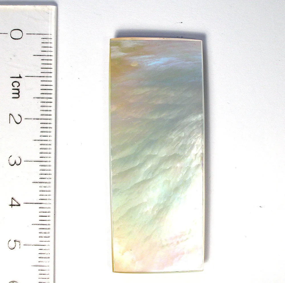 DVH Fossil Dinosaur Bone Biopsy Mother-of-Pearl Doublet Rectangle Cabochon 53x20x2 (8231)