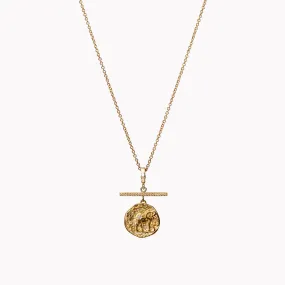 Elefante Small Diamond Coin Necklace with Pave Diamond Bar