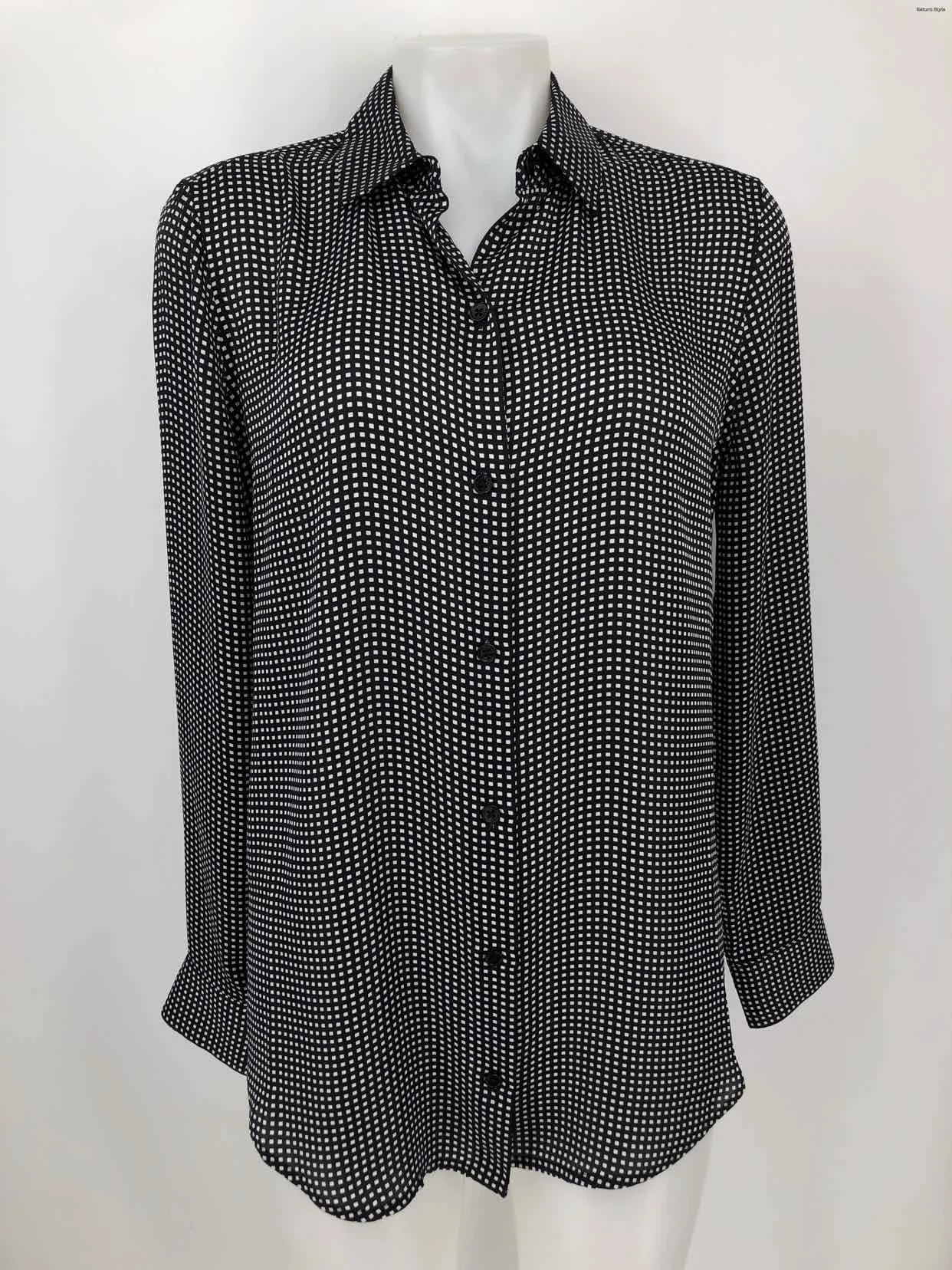 EQUIPMENT Black White Square Pattern Button Up Size MEDIUM (M) Top