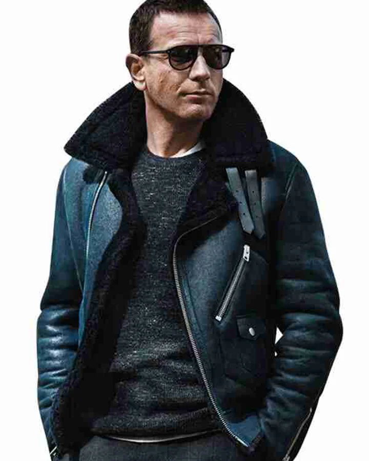 Ewan Mcgregor Shearling Black Biker Jacket - William Jacket