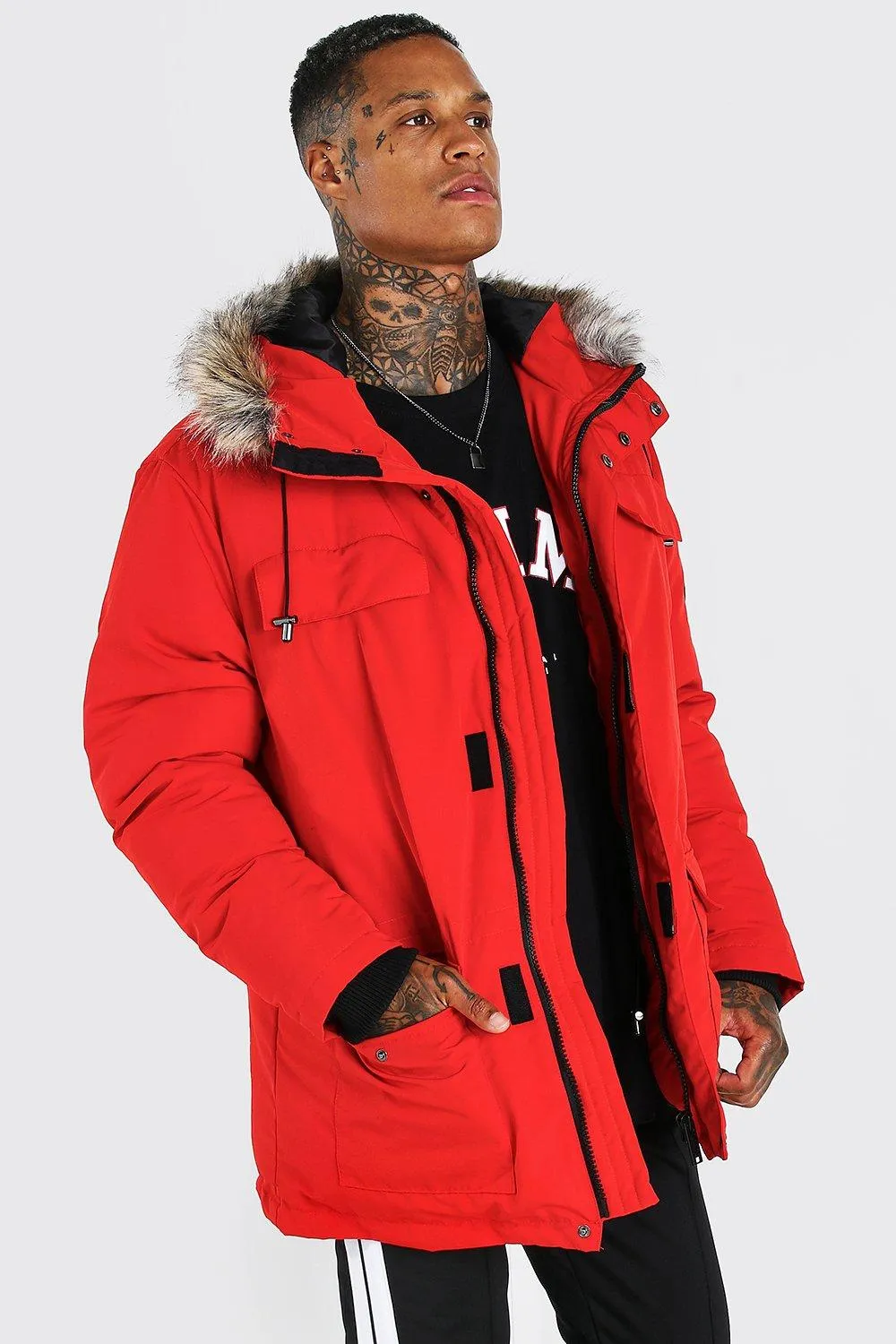 Faux Fur Hooded Arctic Parka | boohooMAN UK