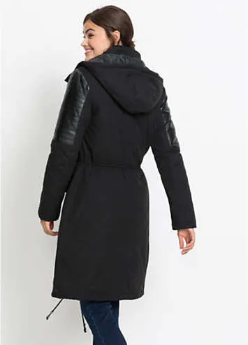 Faux Leather Trim Parka by bonprix | Look Again