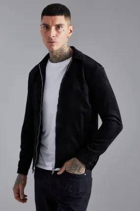 Faux Suede Harrington Jacket