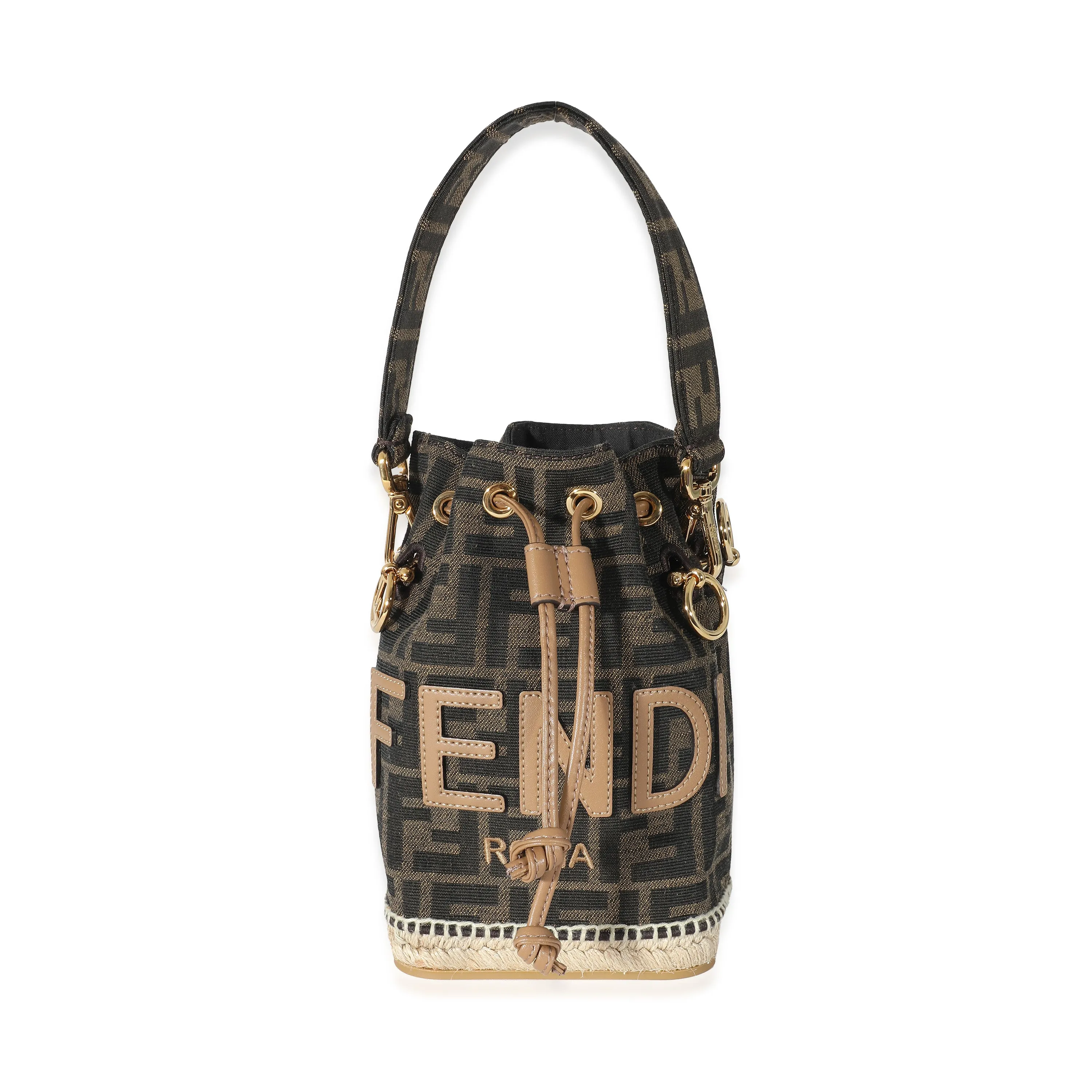 Fendi Brown FF Jacquard Fabric Mon Tresor Bucket Bag