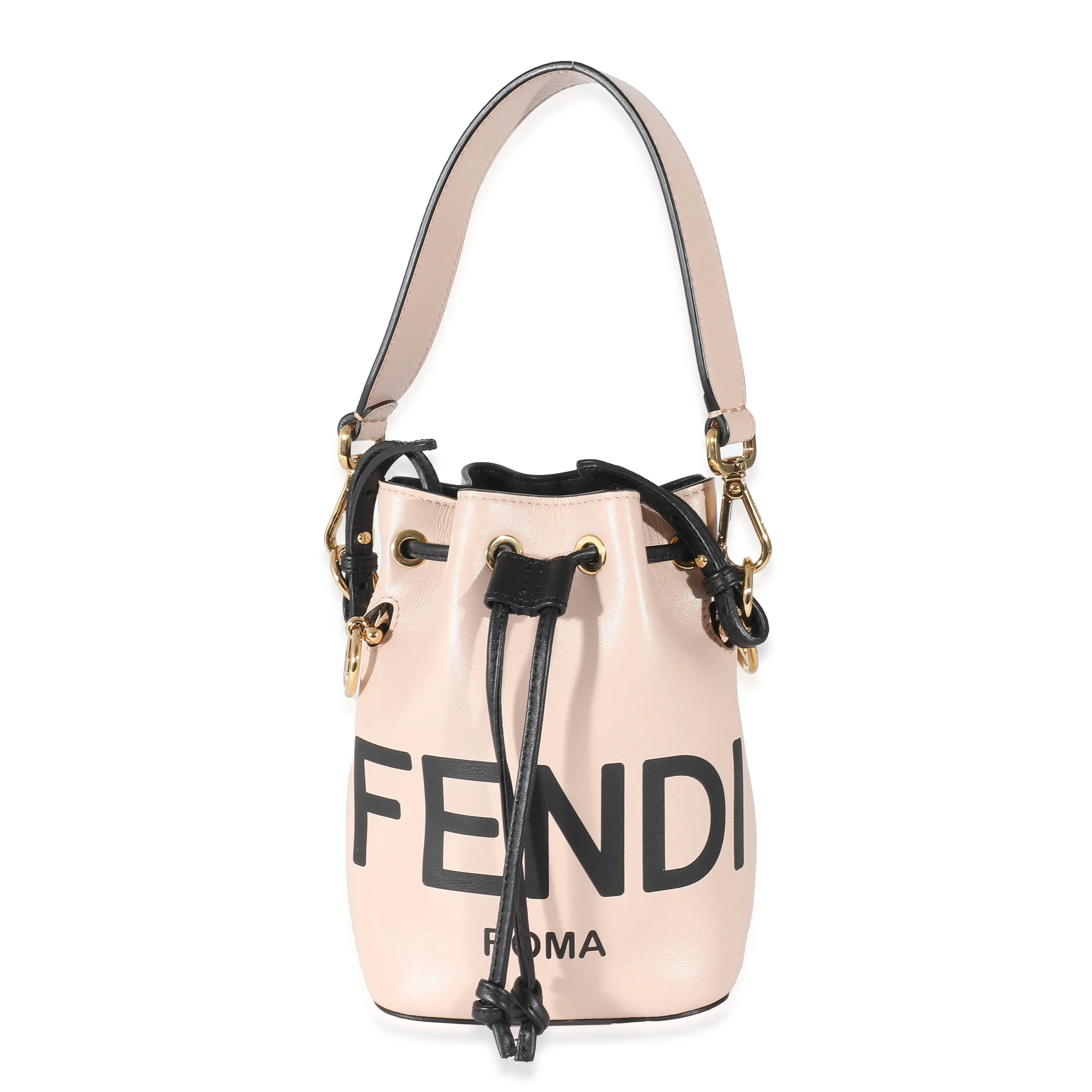 Fendi Rosa Quarzo Leather Logo Mini Mon Tresor Bucket Bag