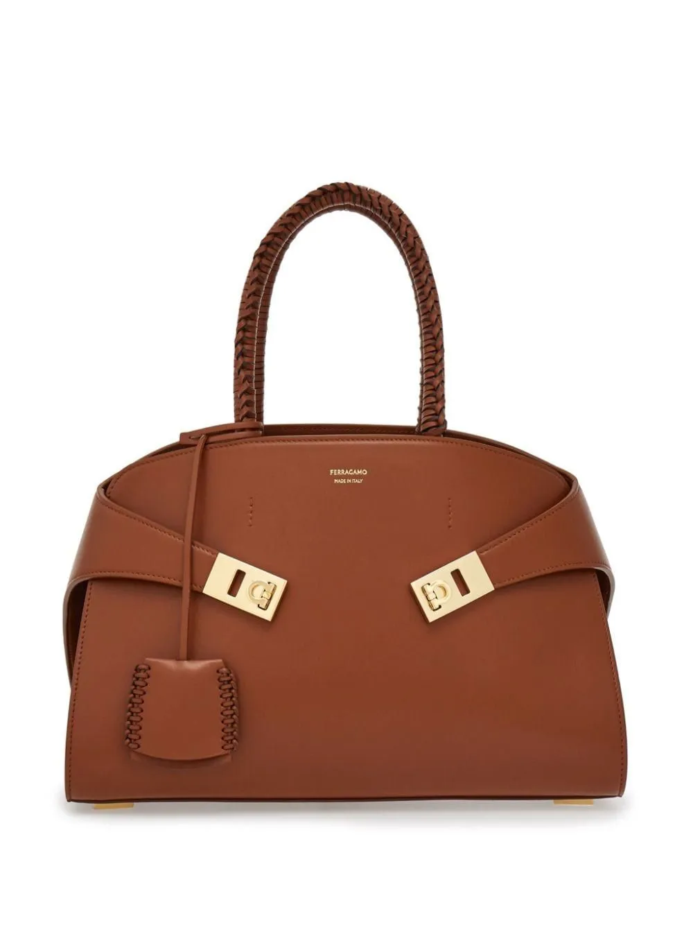 FERRAGAMO Elegant Cognac Mini Handbag with Gancini Clasp