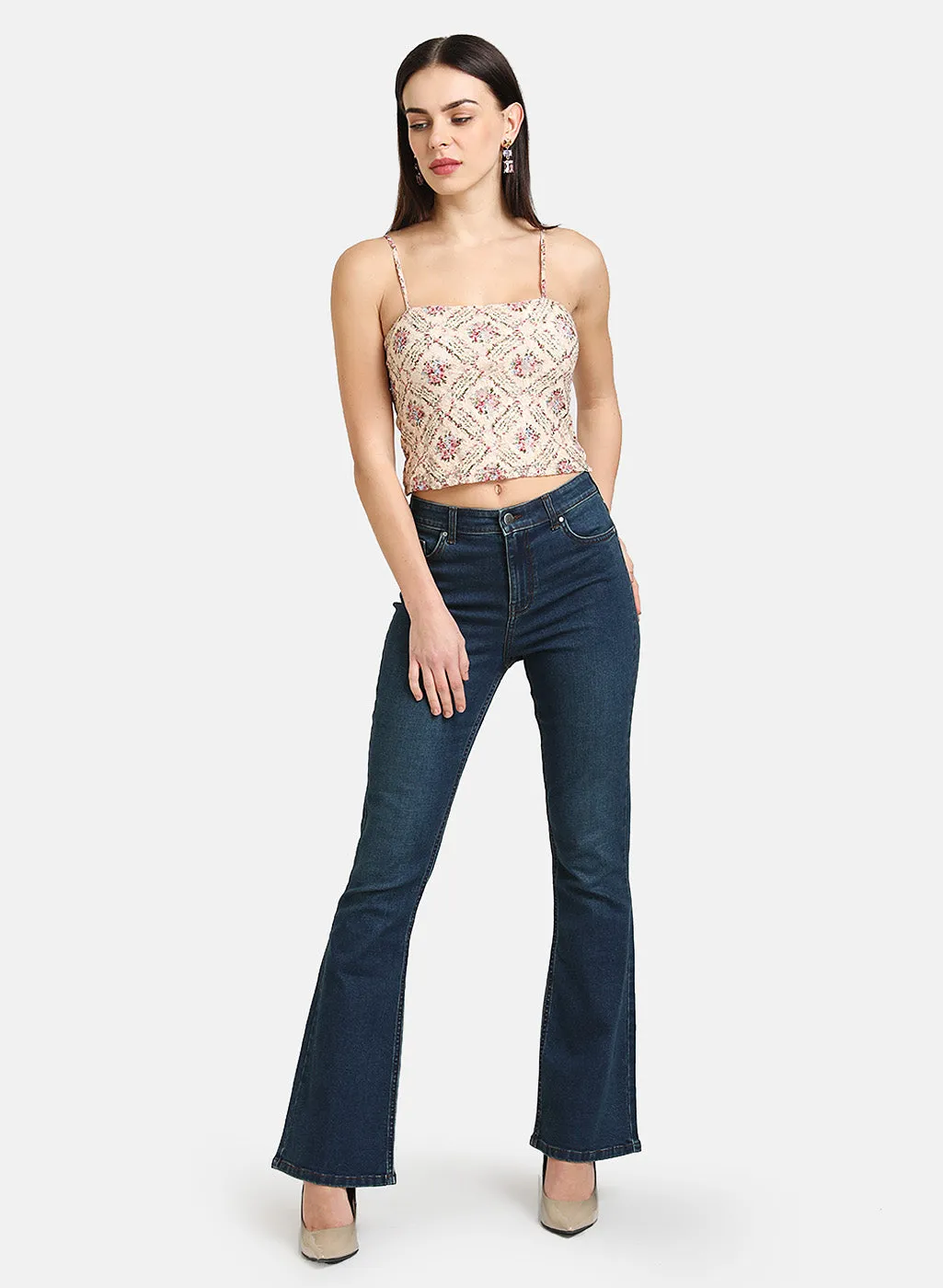 Floral Print Lace Crop Top