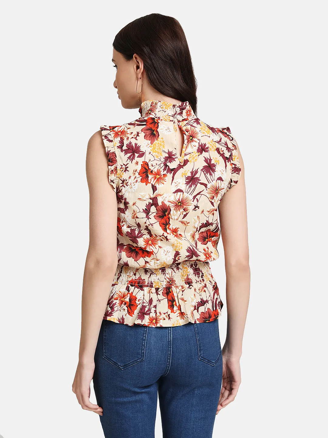 Floral Printed Ruffle Detail Top