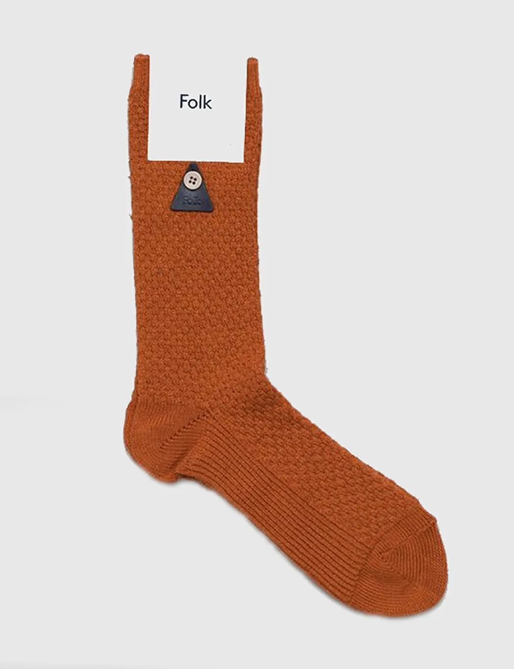 Folk Waffle Socks - Burnt Orange