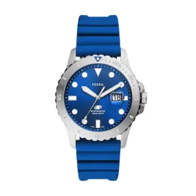 Fossil Blue Dive Three-Hand Date Blue Silicone Watch