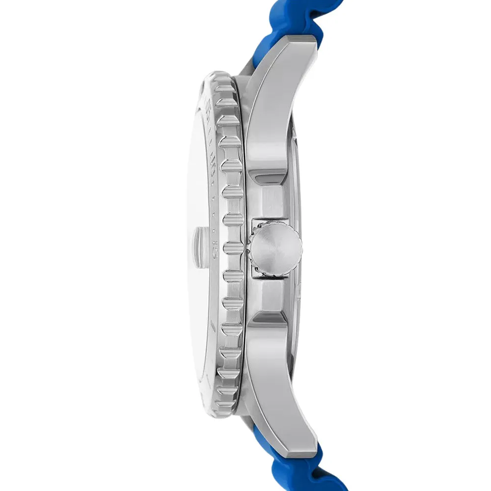 Fossil Blue Dive Three-Hand Date Blue Silicone Watch