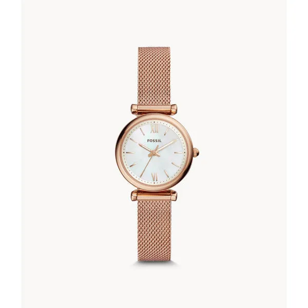 Fossil Carlie Women's Three-Hand Rose Gold-Tone Stainless Steel Watch