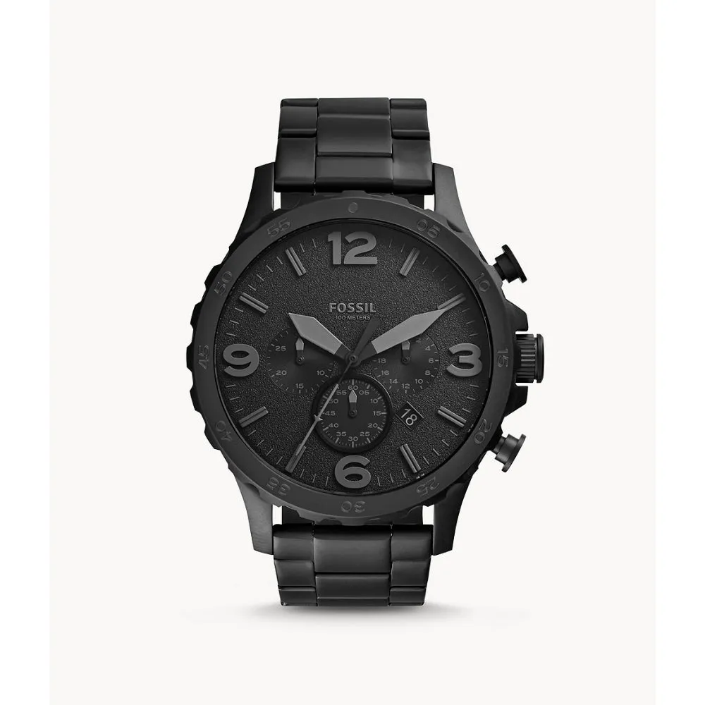 Fossil Nate Men's Chronograph Black Stainless Steel Watch