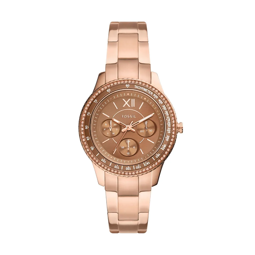 Fossil Stella Sport Multifunction Rose Gold-Tone Stainless Steel Ladies Watch