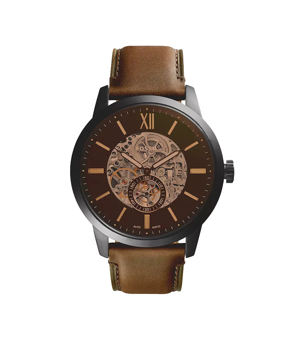 Fossil Townsman 48 mm Automatic Brown Leather Watch