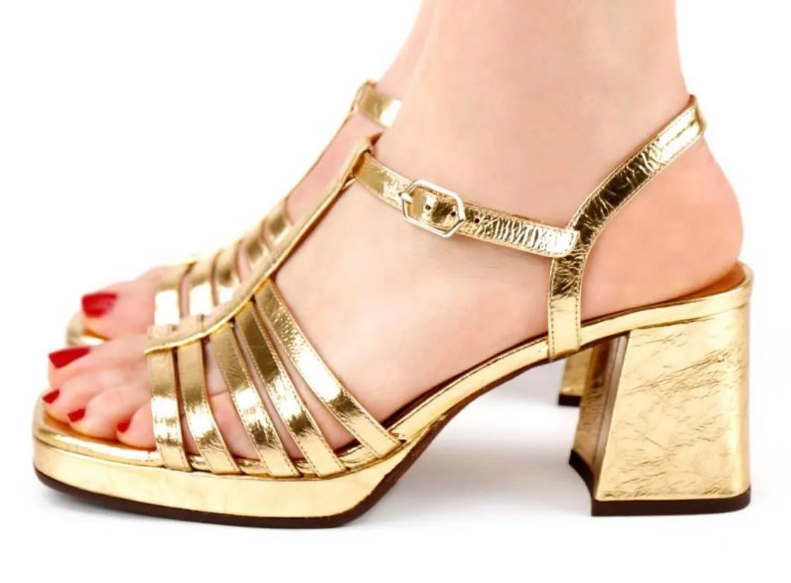 Genial Gold T-Strap Platform