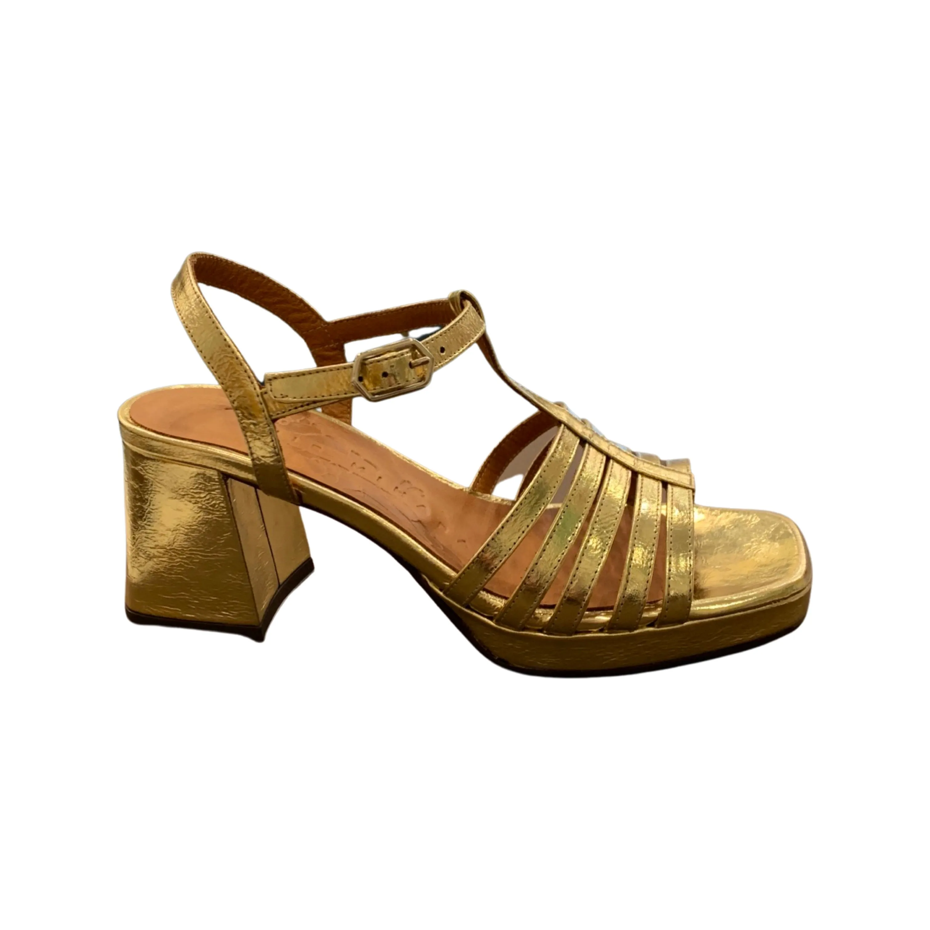 Genial Gold T-Strap Platform