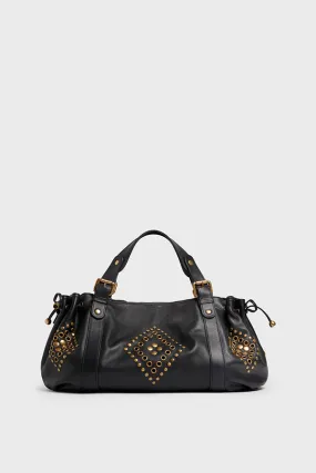 Gerard Darel 24H STUDDED LEATHER HANDBAG