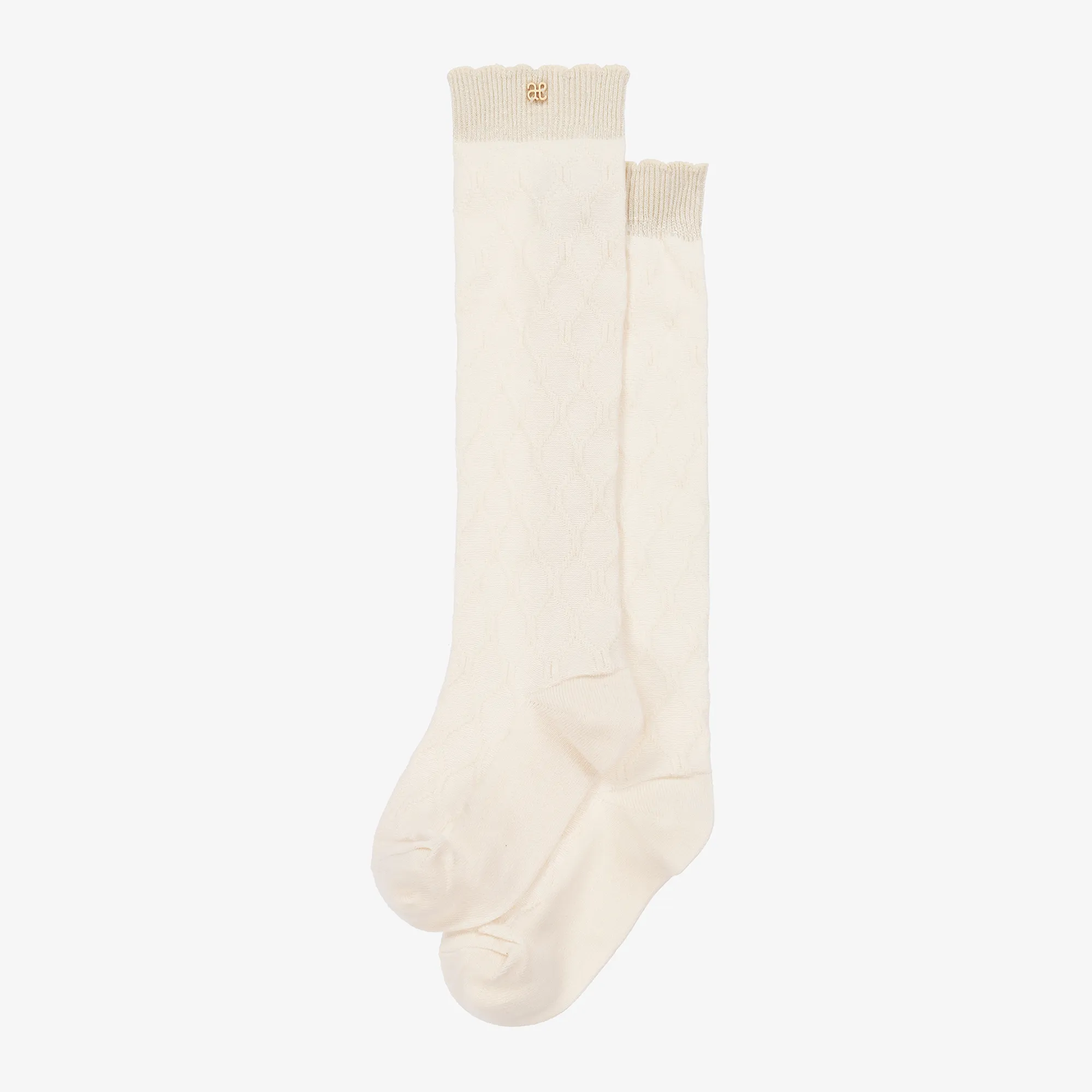 Girls Ivory Cotton Knee-High Socks