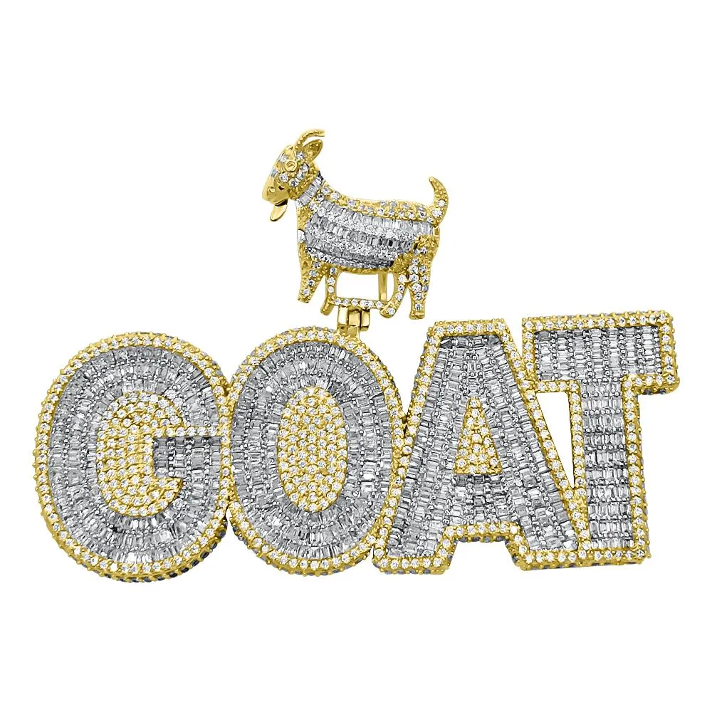 GOAT Baguette CZ Hip Hop Bling Iced Out Pendant