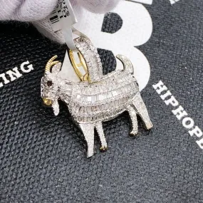 Goat Baguette Diamond Pendant 1.00cttw 10K Yellow Gold