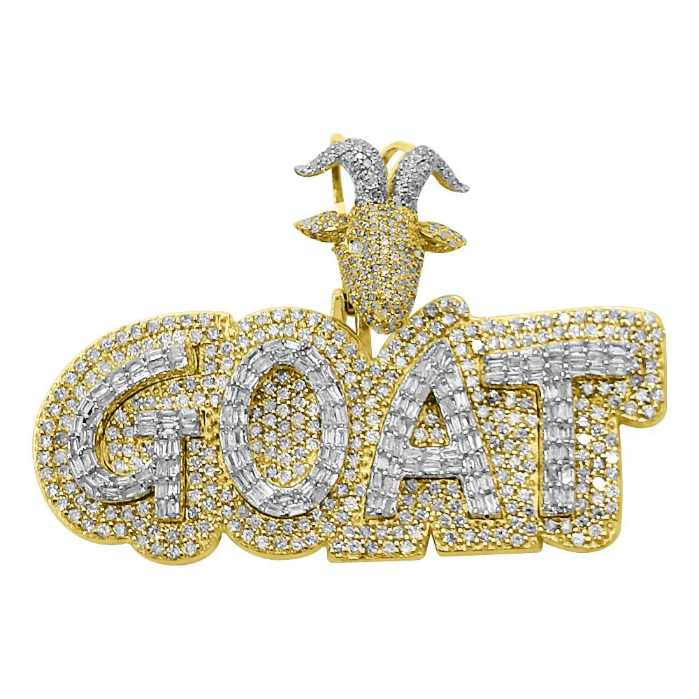 GOAT Baguette Diamond Pendant 4.00cttw 10K Yellow Gold