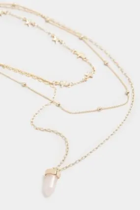 Gold & Pink Layer Charm Necklace