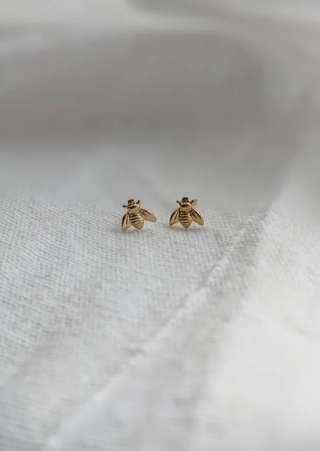 Gold Mini Bee Stud Earrings by Layer the Love