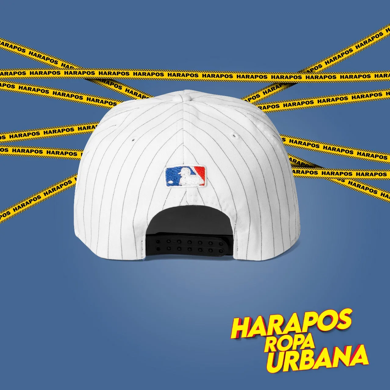 Gorra LA plana blanca base negra con rayas negras