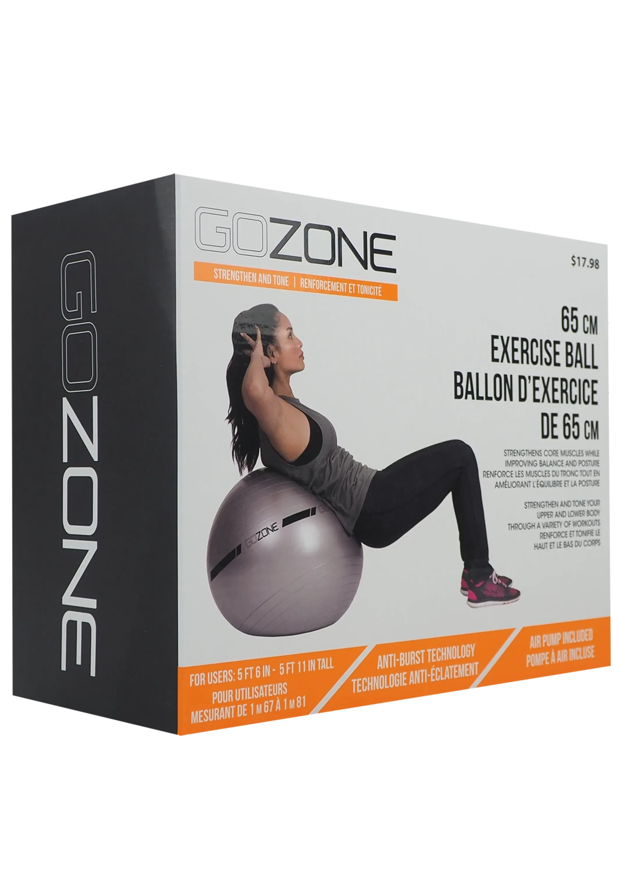 GoZone 65cm Exercise Ball with Pump Included  GZE2075