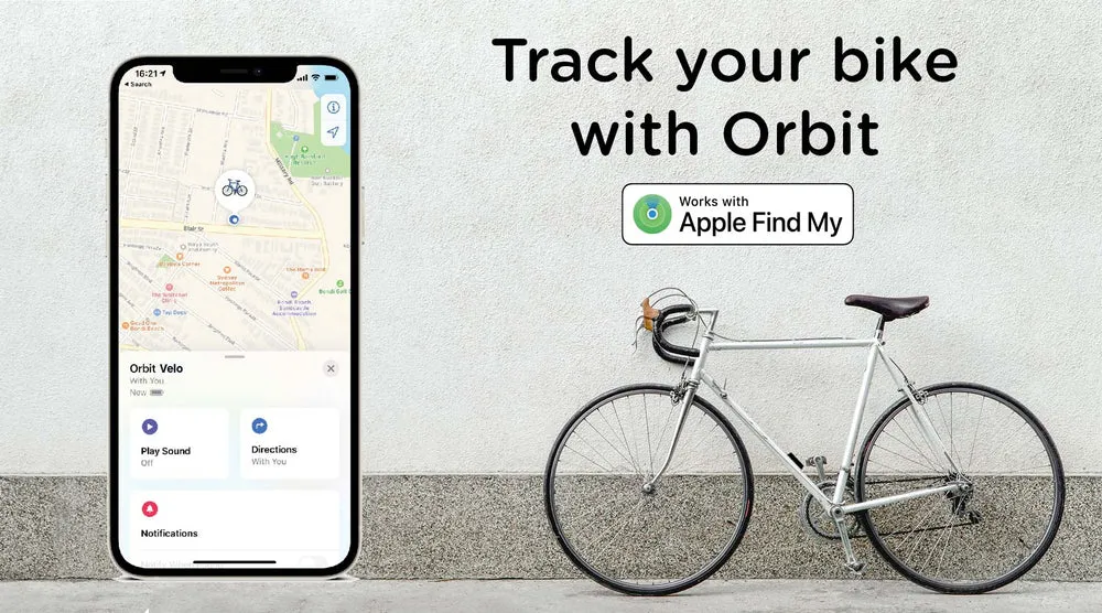 GPS BIKE LOCATOR COMPATIBLE WITH APPLE FIND MY BY ORBIT